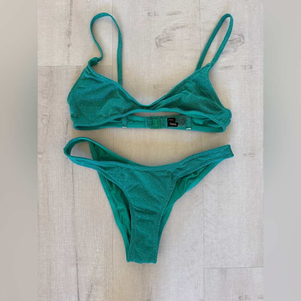 Triangle sparkly swim set, XS, like new. Worn once, no signs of wear